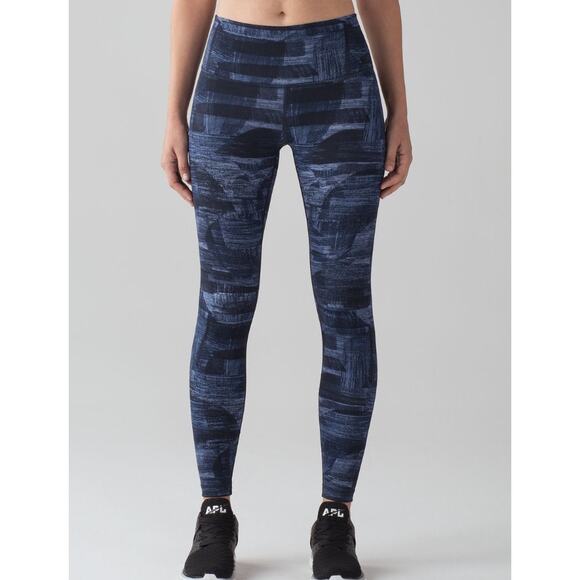 Lululemon Wunder Under Leggings 28in Sz 4  Transition Multi Midnight Navy Blue - Picture 1 of 14